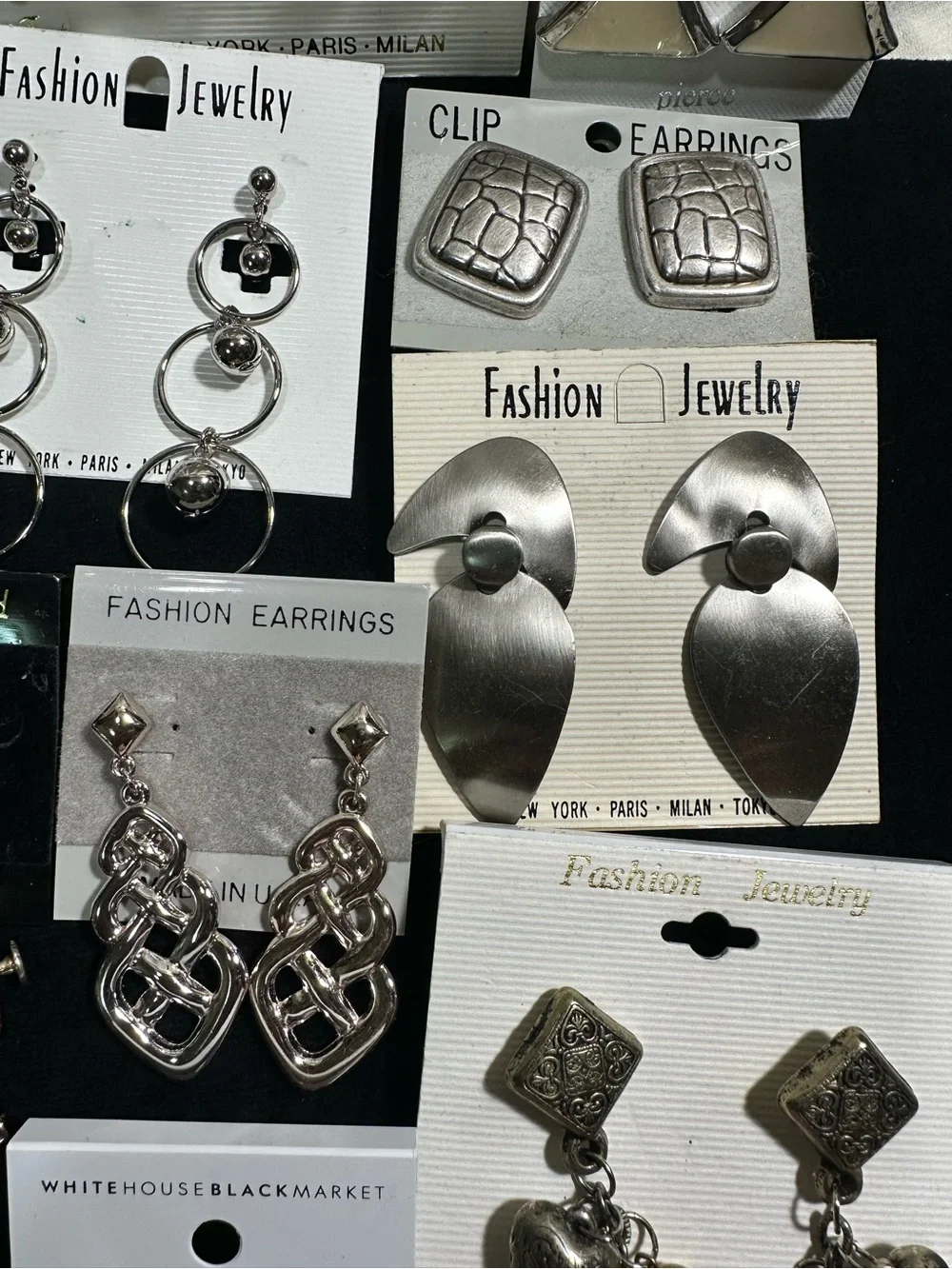 Vtg: BUNDLE of 25 Pairs of Earrings, Various Styles, Sizes , Pierced & Clip On